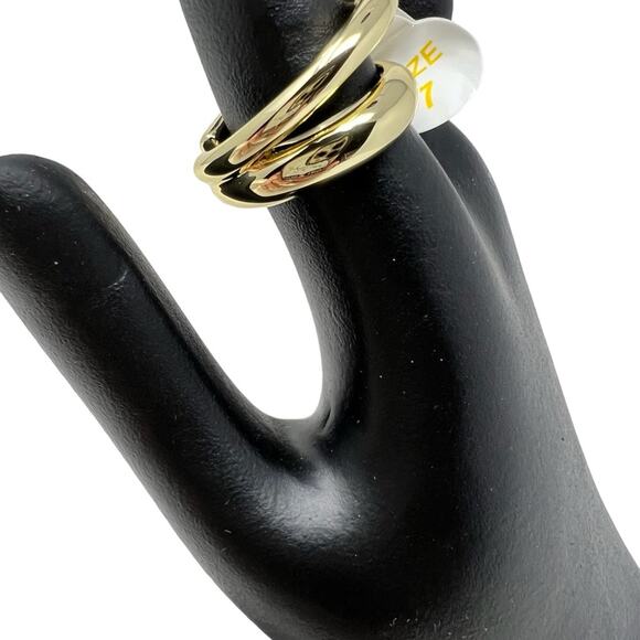 Loren Stewart Deux Double Open Band Ring Gold Plated Chunky Classic Size 7 NEW - Picture 5 of 9
